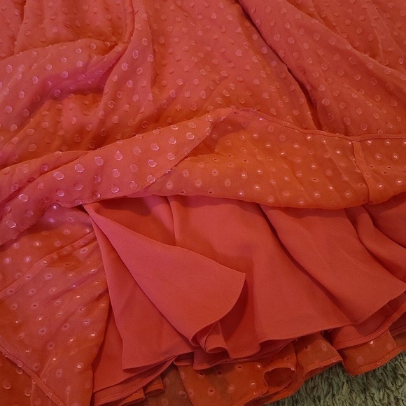 KATE SPADE Coral silk blend Clipped Chiffon A- Line Dress size 6 - Picture 9 of 10